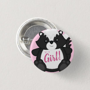 Skunk Baby Dusche Pink Button