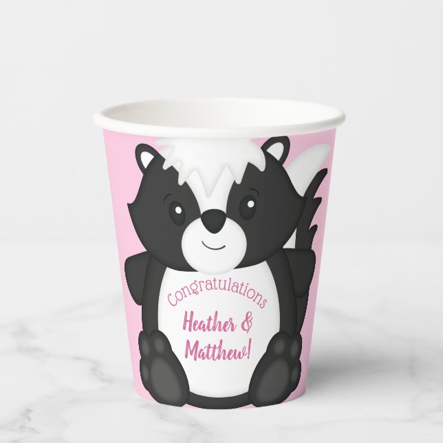 Skunk Baby Dusche Pink Pappbecher (Vorderseite)