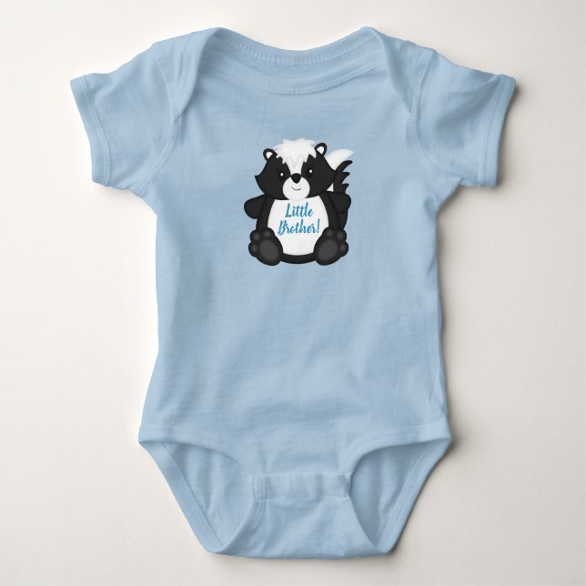 Skunk Baby Shower Blue Baby Strampler (Vorderseite)