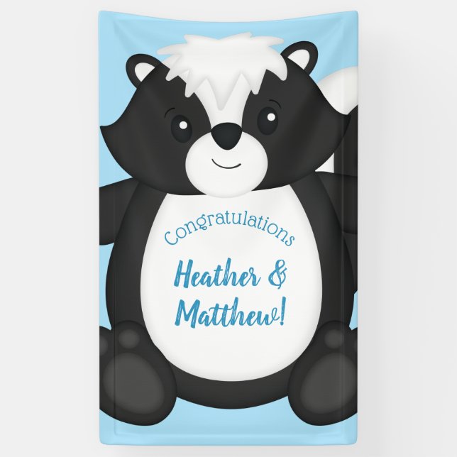 Skunk Baby Shower Blue Banner (Vertikal)