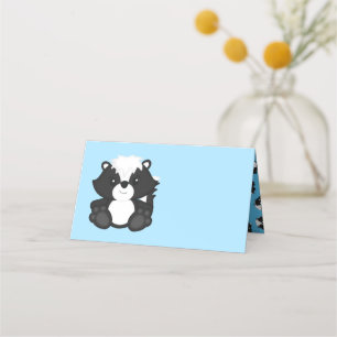 Skunk Baby Shower Blue Platzkarte