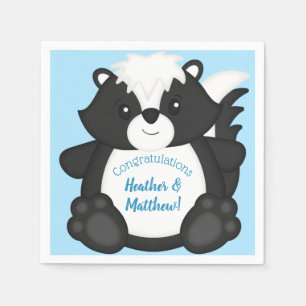 Skunk Baby Shower Blue Serviette
