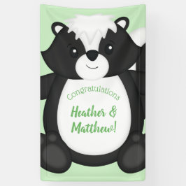 Skunk Baby Shower Green Banner