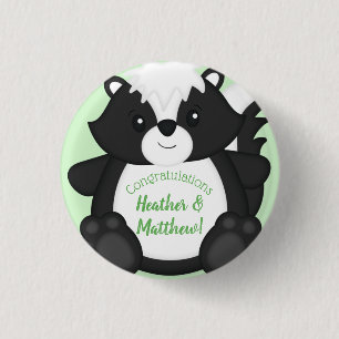 Skunk Baby Shower Green Button