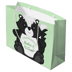 Skunk Baby Shower Green Große Geschenktüte