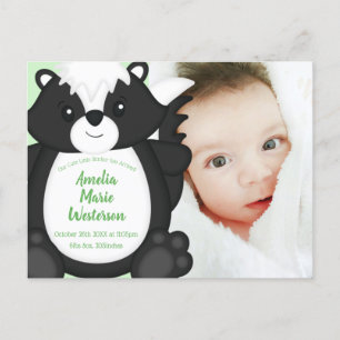 Skunk Baby Shower Green Postkarte