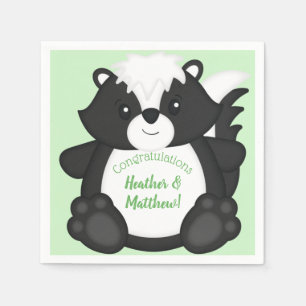 Skunk Baby Shower Green Serviette