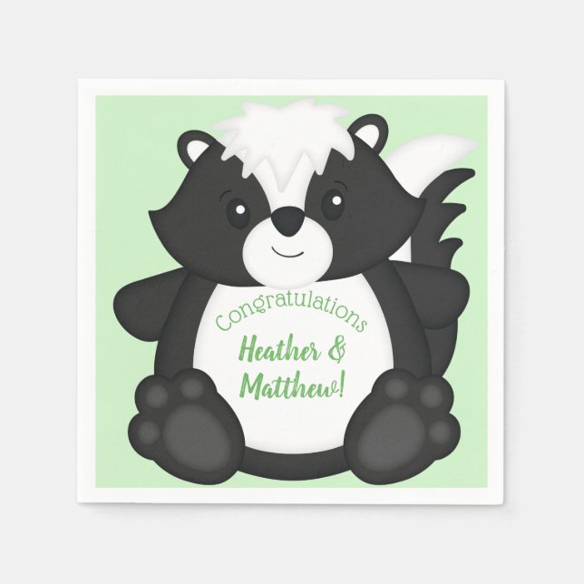 Skunk Baby Shower Green Serviette (Vorderseite)