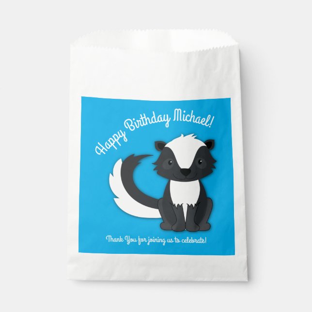 Skunk Birthday Party Geschenktütchen (Vorderseite)