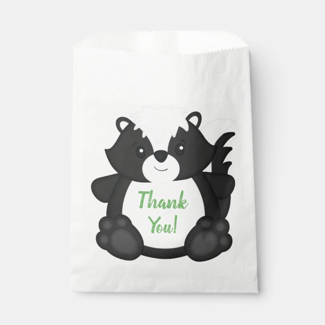 Skunk Birthday Party Green Geschenktütchen (Vorderseite)