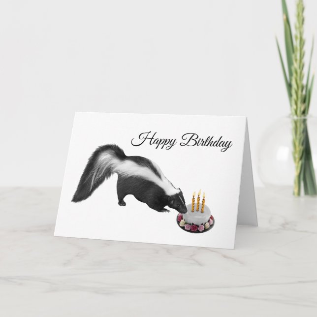 Skunk Cake Birthday Card Karte (Vorderseite)