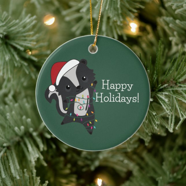 Skunk Christmas Skunks Winter Animals Adult Cloth Keramik Ornament (Baum)