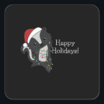 Skunk Christmas Skunks Winter Animals Quadratischer Aufkleber<br><div class="desc">Skunk for Christmas with fairy lights. Funny animals with ohrs and snow to the holidays. Also funny for Christmas in July. Stinkiers are sweet animals and perfect for Christmas.</div>