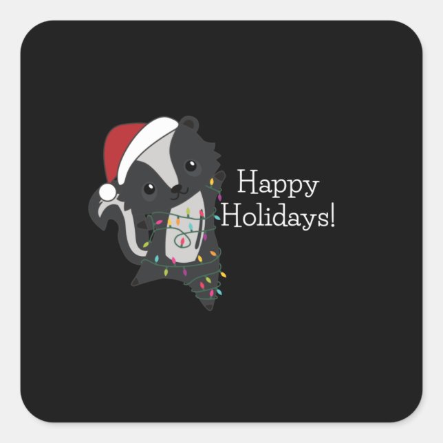 Skunk Christmas Skunks Winter Animals Quadratischer Aufkleber (Vorderseite)