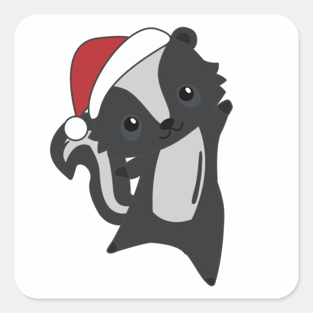 Skunk Christmas Skunks Winter Animals Quadratischer Aufkleber (Vorderseite)