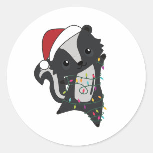 Skunk Christmas Skunks Winter Animals Runder Aufkleber