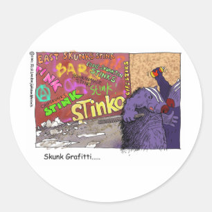 Skunk Graffiti Funny Cartoon Gifts & T-Shirt Runder Aufkleber