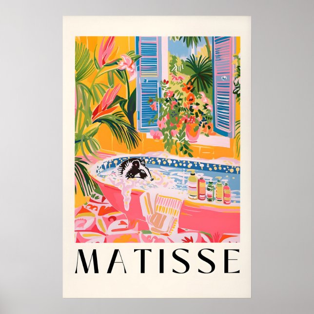 Skunk in Bathtub Art Print Mid-Century Pink Poster (Vorne)