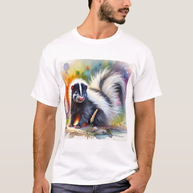 Skunk in Harmony 310824AREF122 - Watercolor T-Shirt (Vorderseite)