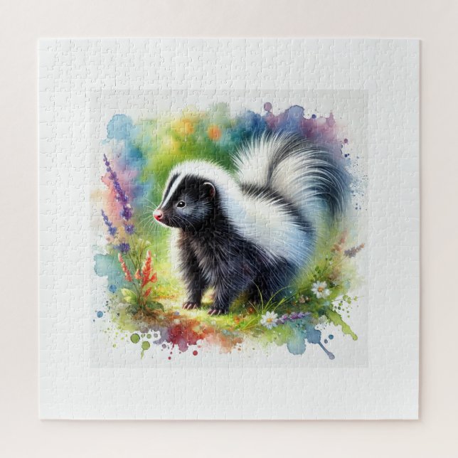 Skunk in Light and Color 020924AREF113 - Watercolo Puzzle (Vertikal)