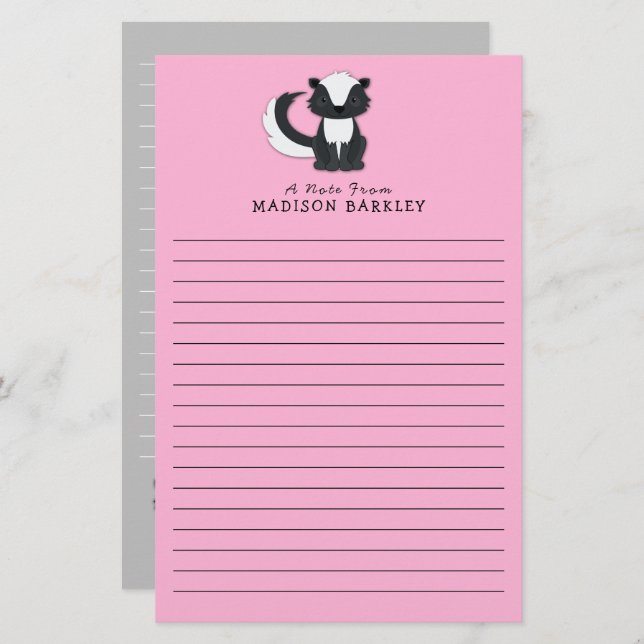 Skunk Kids Niedliches Woodland-Tier Briefpapier (Vorne/Hinten)