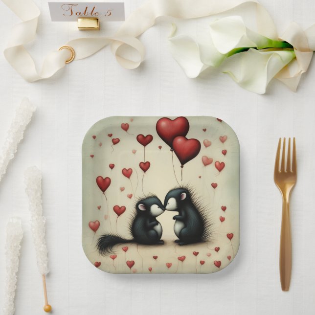 Skunk Liebe 1 Pappteller (Hochzeit)