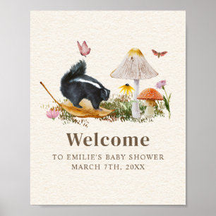 Skunk Little Stinker Girl Babydusche Floral Poster