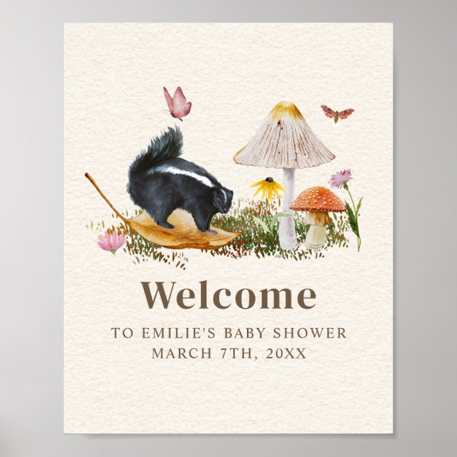 Skunk Little Stinker Girl Babydusche Floral Poster (Vorne)