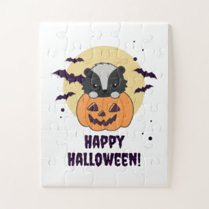 Skunk Pumpkin Niedlich Skunks Happy Halloween Puzzle