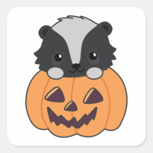 Skunk Pumpkin Niedlich Skunks Happy Halloween Squa Quadratischer Aufkleber