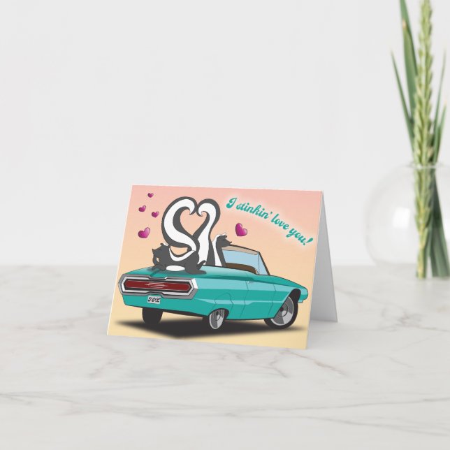 Skunk Valentine's Day Card Feiertagskarte (Vorderseite)