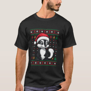 Skunk Weihnachtsmannmütze Ugly Christmas Funny Hol T-Shirt
