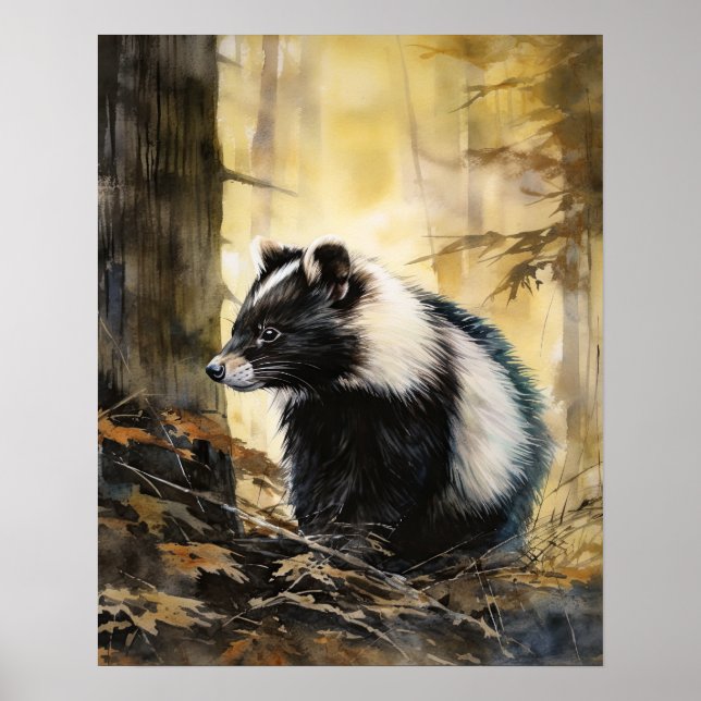Skunk Woodland Animal Art Print Poster (Vorne)