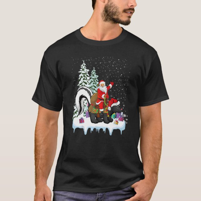 Skunk  Xmas  Santa Riding Skunk Christmas T-Shirt (Vorderseite)