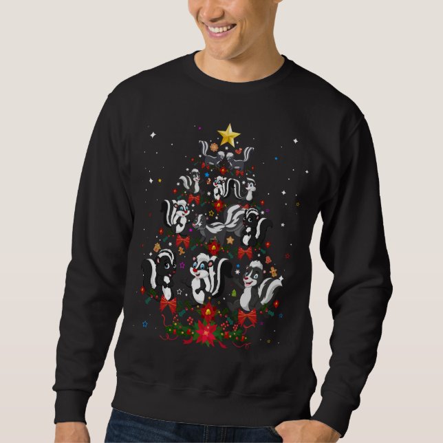 Skunks Weihnachten Bäume Geschenk Weihnachtsmannmü Sweatshirt (Vorderseite)