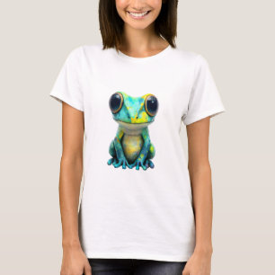 Skurril bemalte Musterfrosch-Frauen mit großen Aug T-Shirt