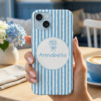 Skurril Blau Weiß Streifen Preppy Monogramm