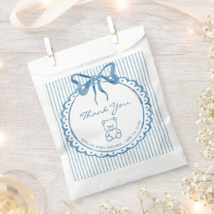Skurril blaue Aquarell-Schleifen-Streifen-Baby-Par Geschenktütchen