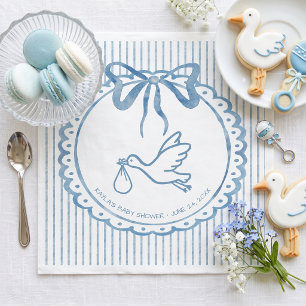 Skurril blaue Aquarell-Schleifen-Streifen-Baby-Par Serviette