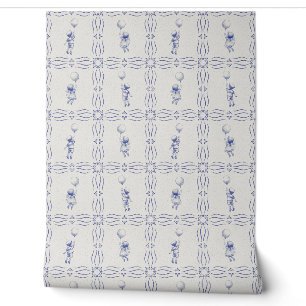 Skurril-blaue Delft-Nursery im Faux-Crackle-Stil Tapete