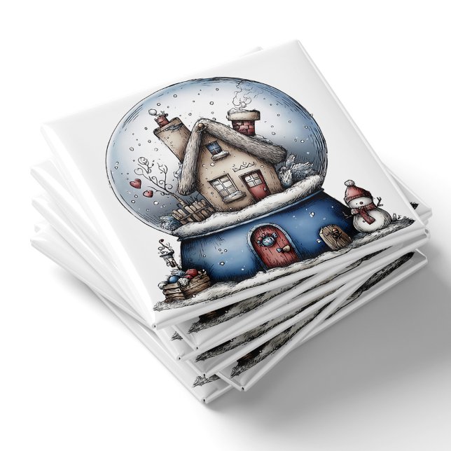 Skurril blauer Schneeball-Weihnachtsmagnet Magnet (Whimsical Blue Snow Globe Christmas Magnet by PiggyPrint Sticker. )