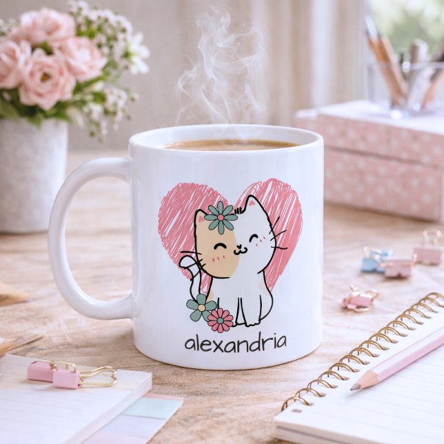 Skurril Boho-Katzen-Monogramm  Kaffeetasse (Von Creator hochgeladen)