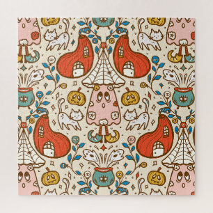 Skurril cottagecore Kürbisdorf Halloween -  Puzzle
