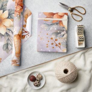 Skurril Festlich Antike Florale Schneemann Geschen Geschenkpapier