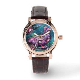Skurril floral Ente Lila Türkis Personalisiert Armbanduhr