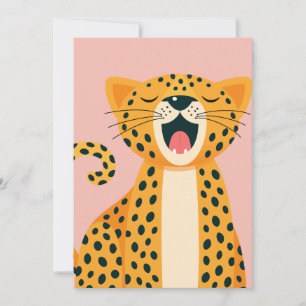 Skurril gähnender Gepard Safari Tier Cartoon Feiertagskarte