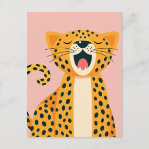 Skurril gähnender Gepard Safari Tier Cartoon Feiertagspostkarte