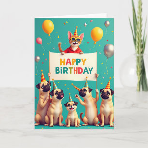 Skurril Geburtstagskarte Katze Hund Party Karte