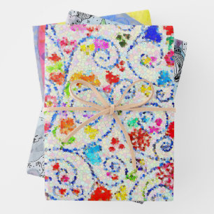 Skurril gestaltete Familienkunst-Geschenkpapier-Se Geschenkpapier Set