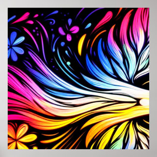 Skurril gestaltete Kunst an einer modernen Kunstwa Poster